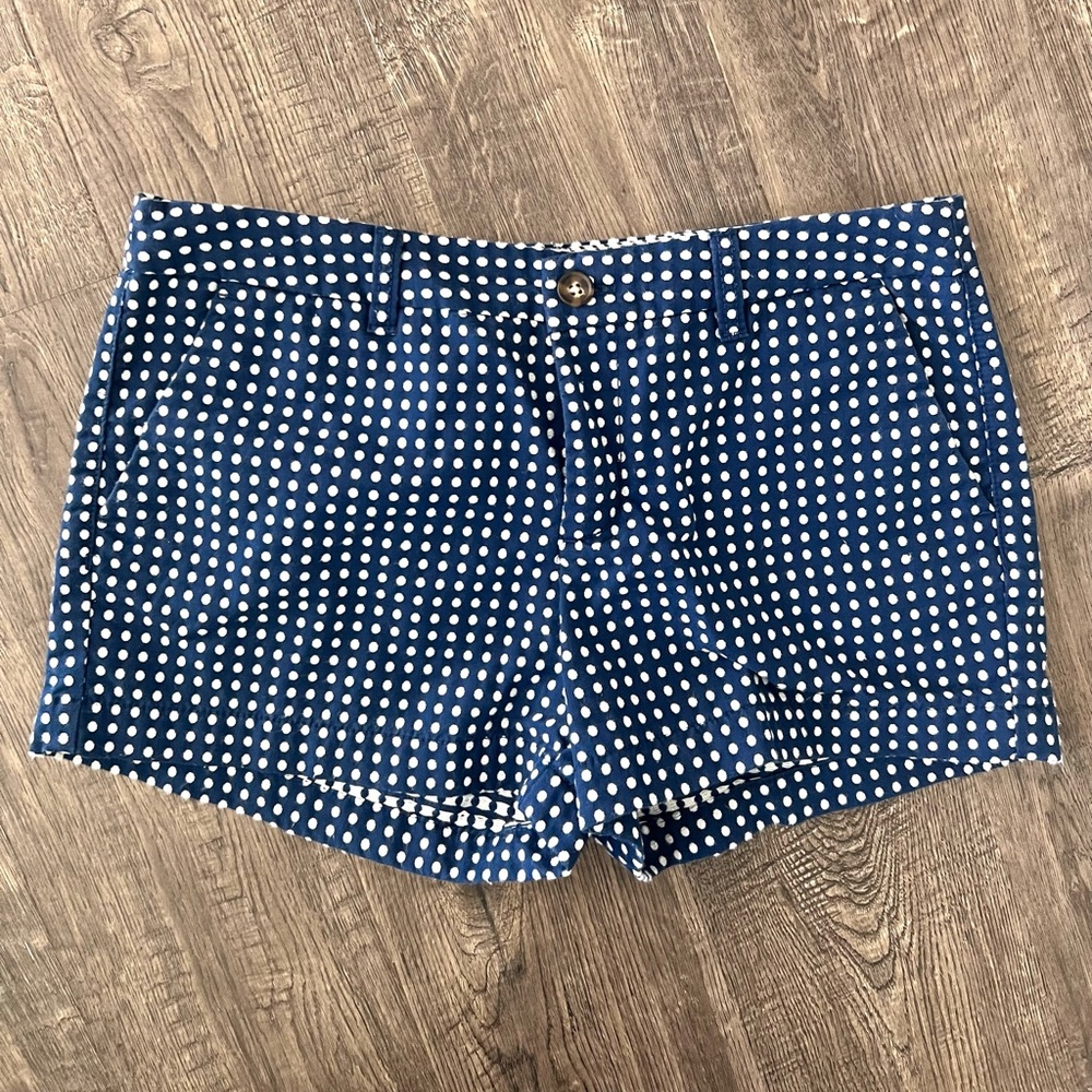 Navy and white dots
